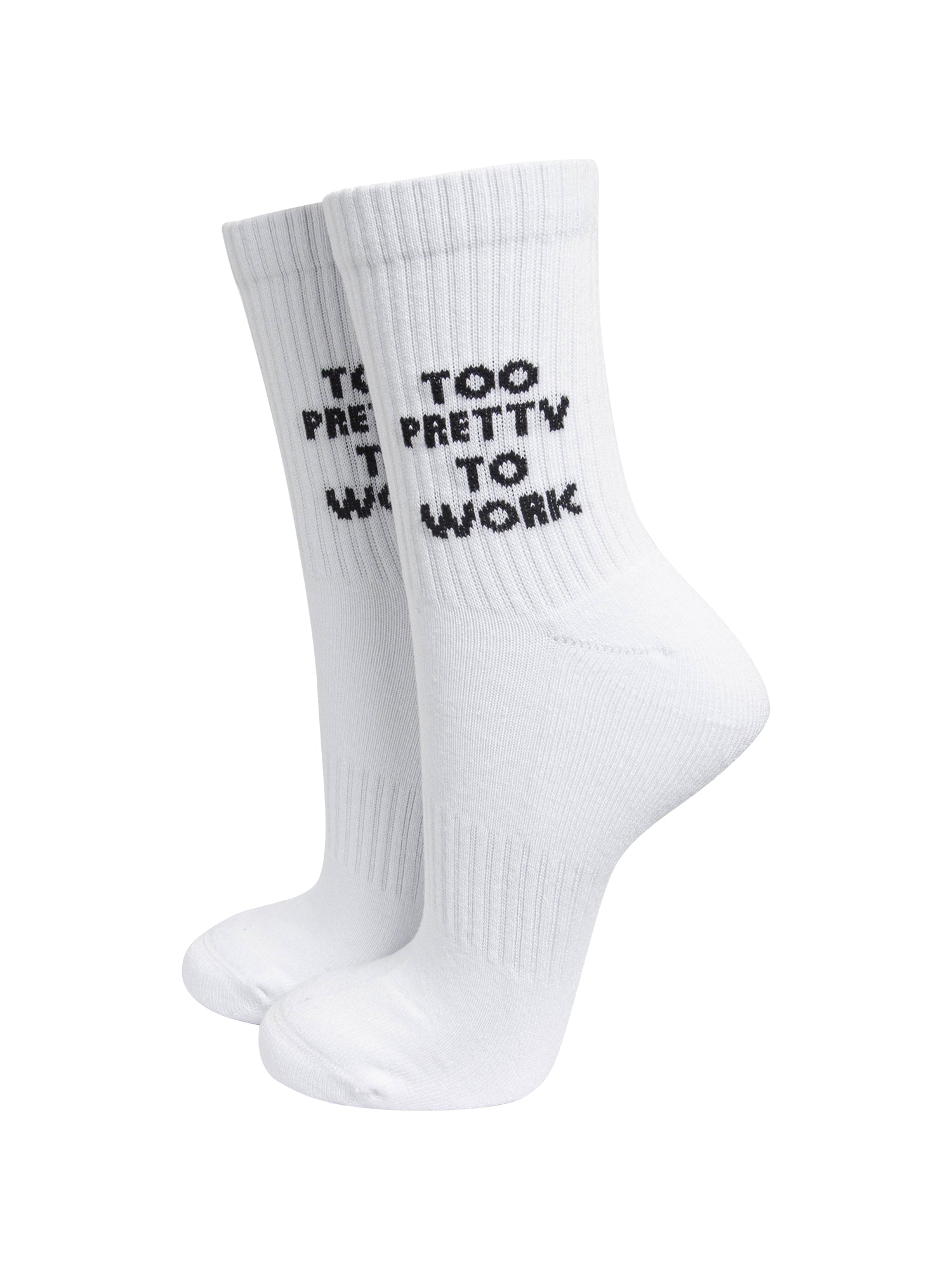 Too-Pretty-To-Work-Organic-Cotton-Sports-Socks-in-White-On-Mannequin