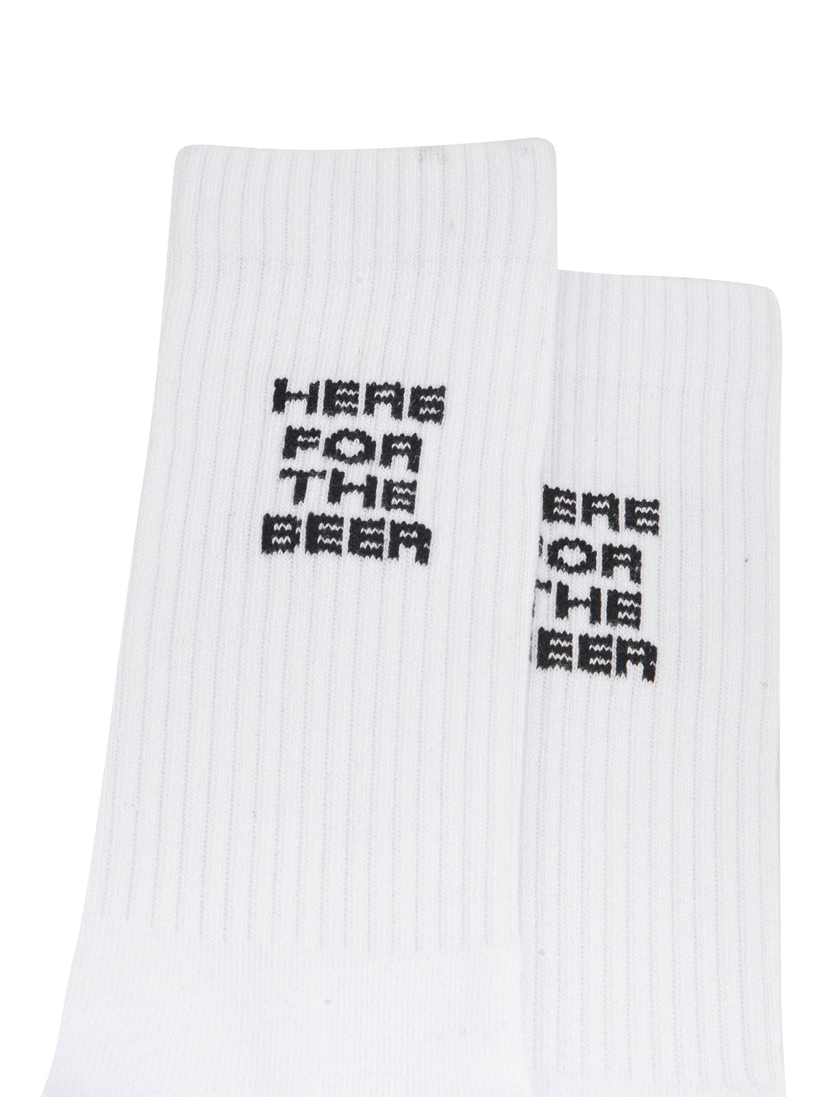 Here-for-The-Beer-Organic-Cotton-Sports-Socks-in-White-Close-Up