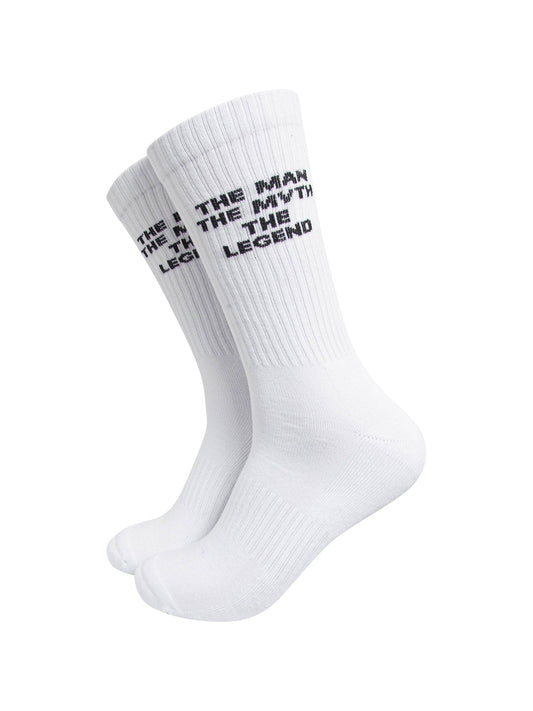 The-Man-The-Myth-The-Legend-Organic-Cotton-Sports-Socks-in-White-On-Mannequin