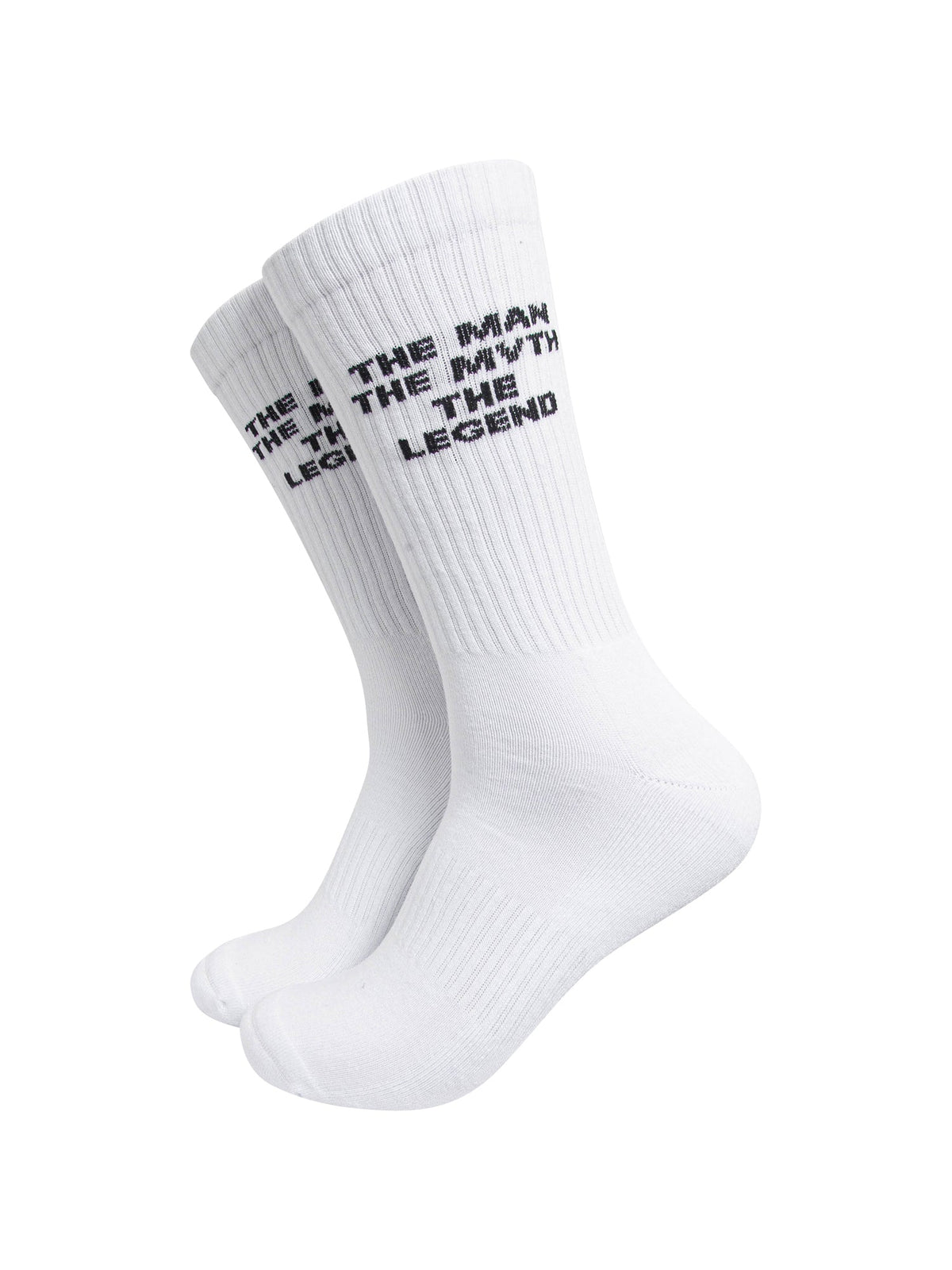 The-Man-The-Myth-The-Legend-Organic-Cotton-Sports-Socks-in-White-On-Mannequin