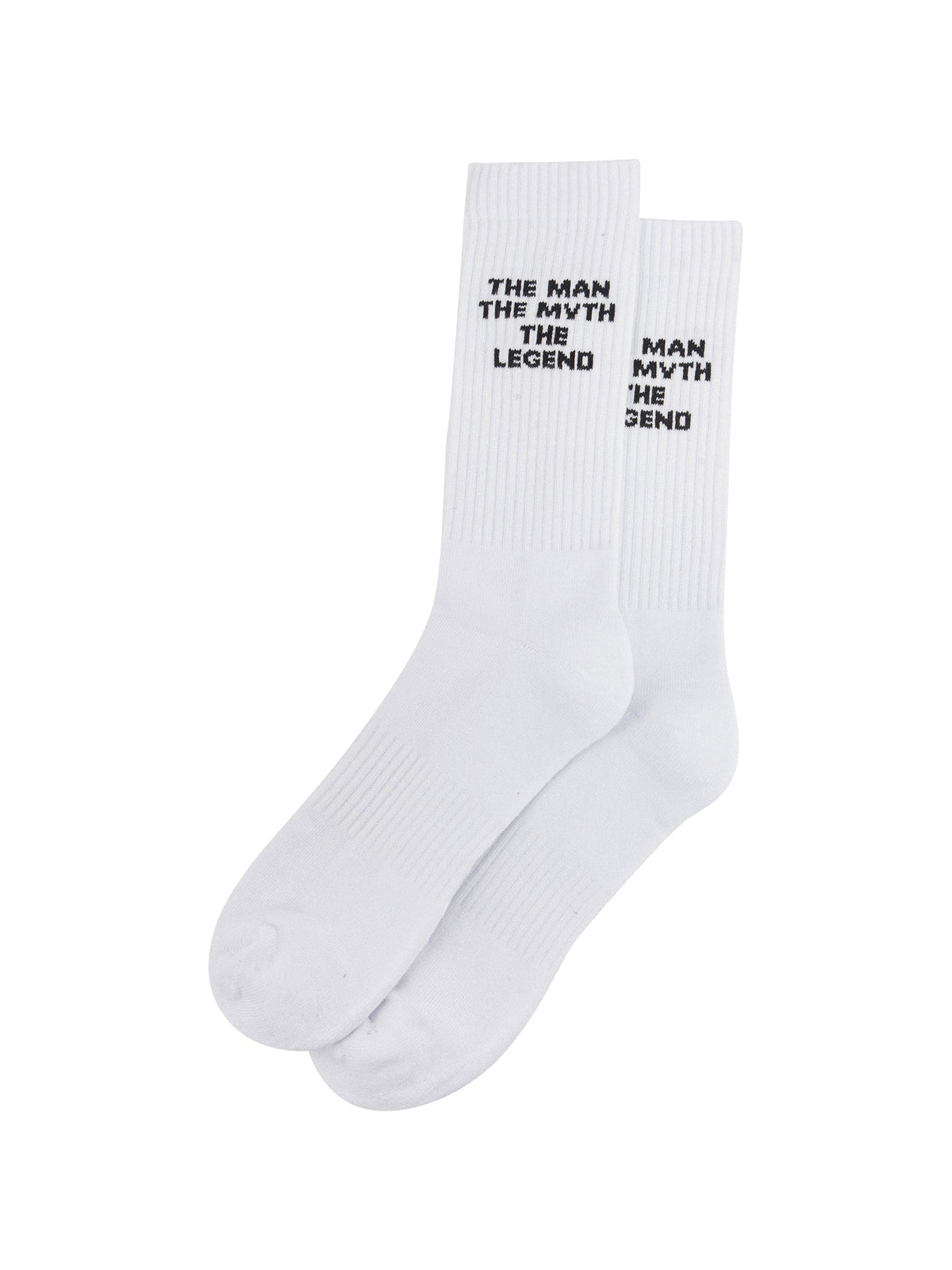The-Man-The-Myth-The-Legend-Organic-Cotton-Sports-Socks-in-White-Laid-Flat