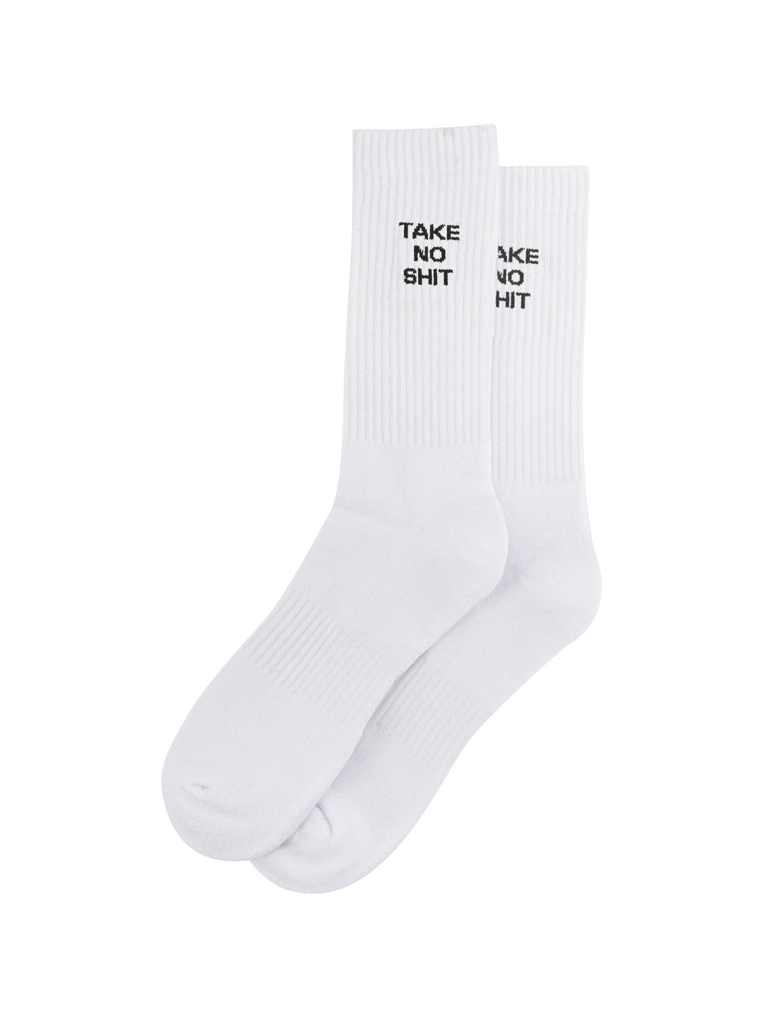 Take-No-Shit-Organic-Cotton-Sports-Socks-in-White-Laid-Flat