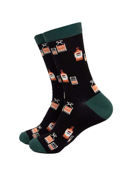Whisky Decanter Bamboo Socks in Black