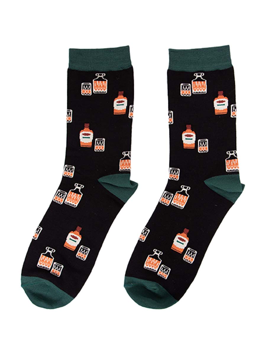 Whisky Decanter Bamboo Socks in Black