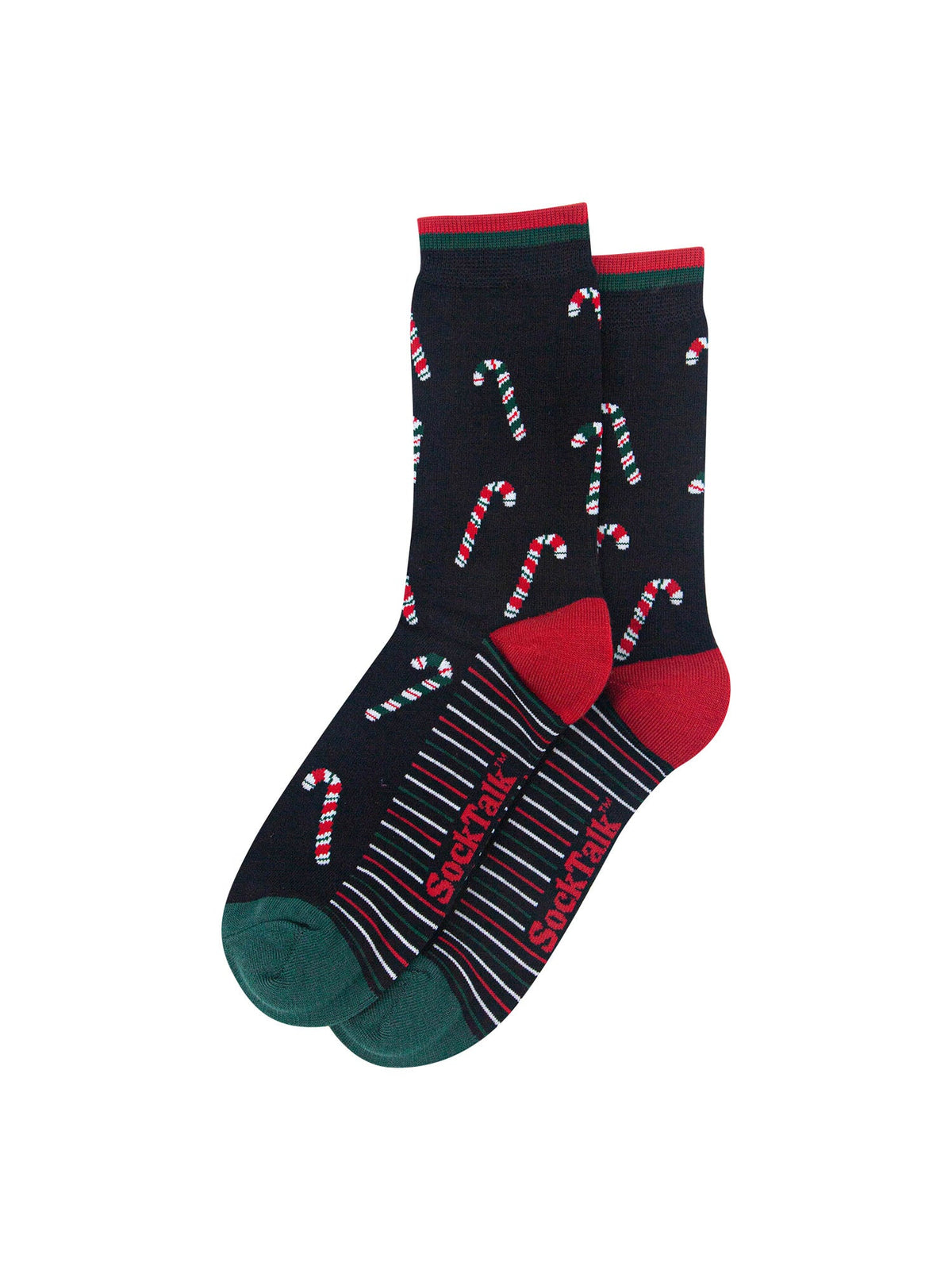 Candy-Cane-Bamboo-Crew-Socks-Christmas-Cracker-Gift-Box-in-Black
