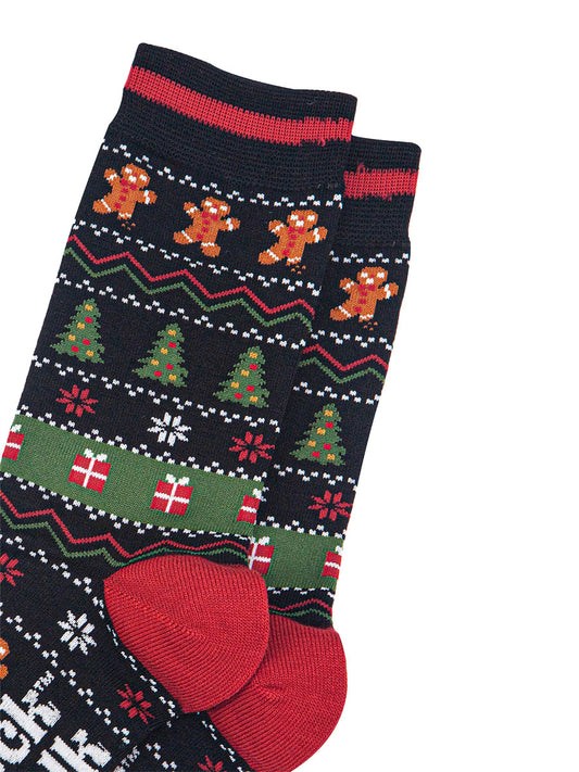 mens-bamboo-socks-black-khaki-gingerbread-fair-isle-close-up