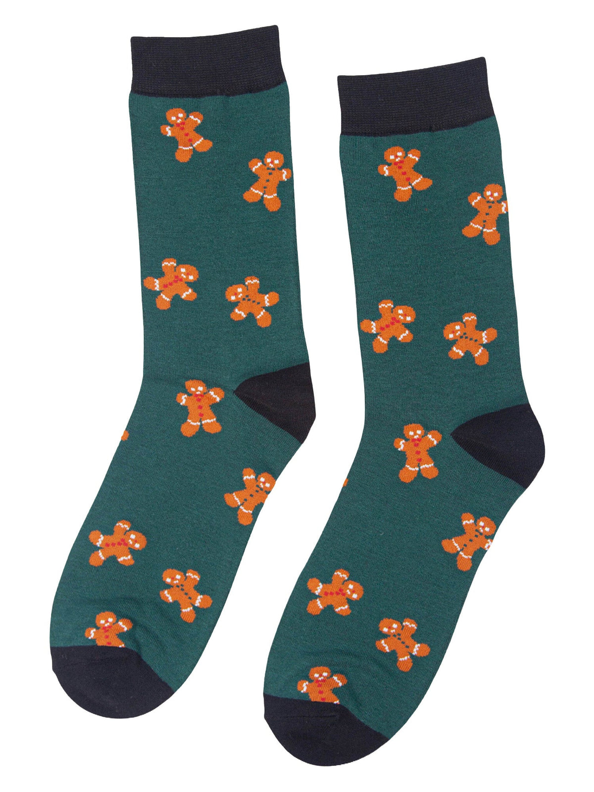 Gingerbread-Men-Cookie-Bamboo-Crew-Socks-Christmas-Cracker-Gift-Box-in-Green