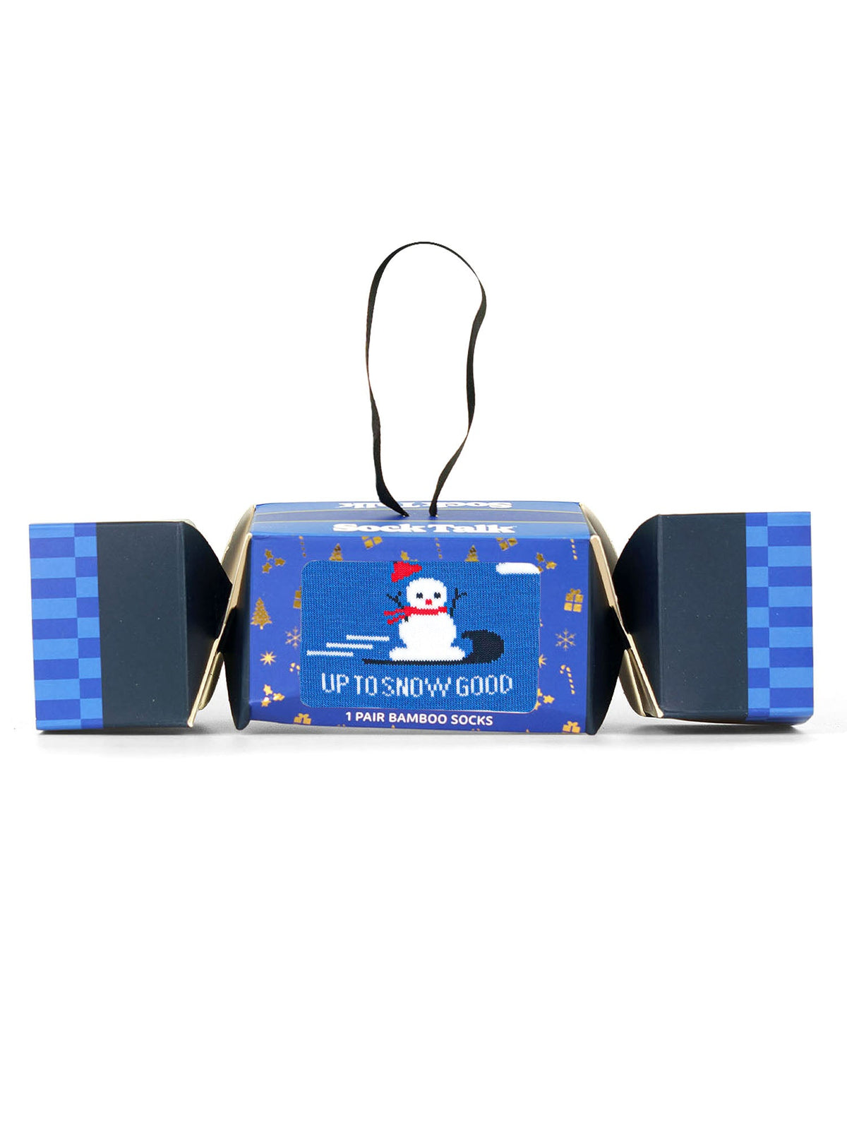 Up-To-Snow-Good-Bamboo-Crew-Socks-Christmas-Cracker-Gift-Box-in-Blue