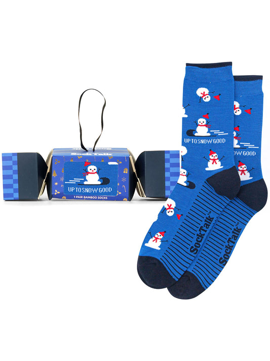 Up-To-Snow-Good-Bamboo-Crew-Socks-Christmas-Cracker-Gift-Box-in-Blue