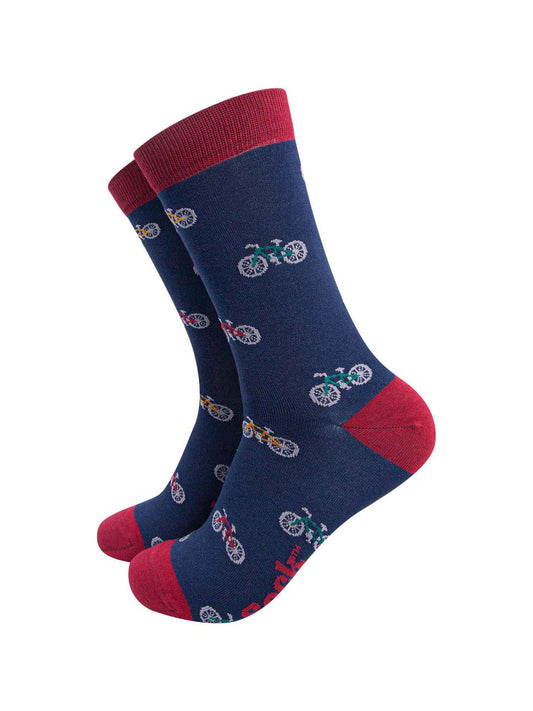 Men's Mountain Bike Print Socks in Navy Blue