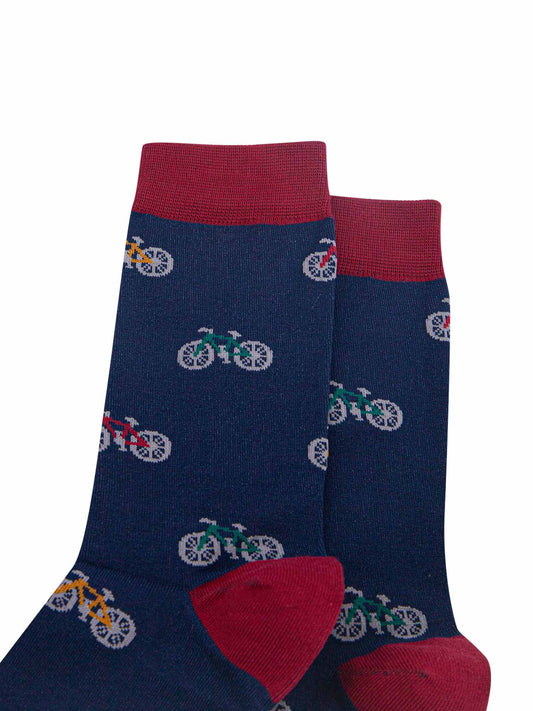 Men's Mountain Bike Print Socks in Navy Blue