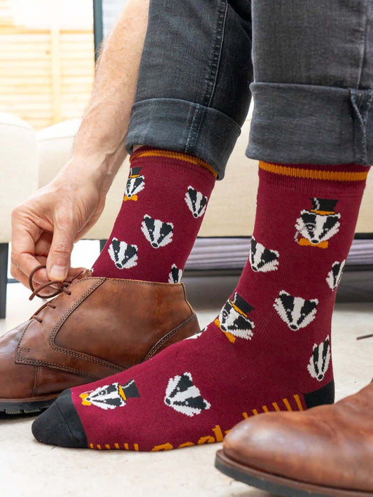 dapper-badger-print-bamboo-socks-in-burgundy