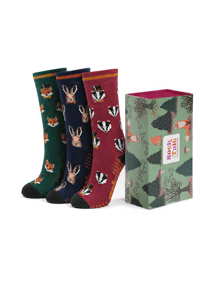 mens-socks-gift-box-navy-woodland-animal-dapper-monocles