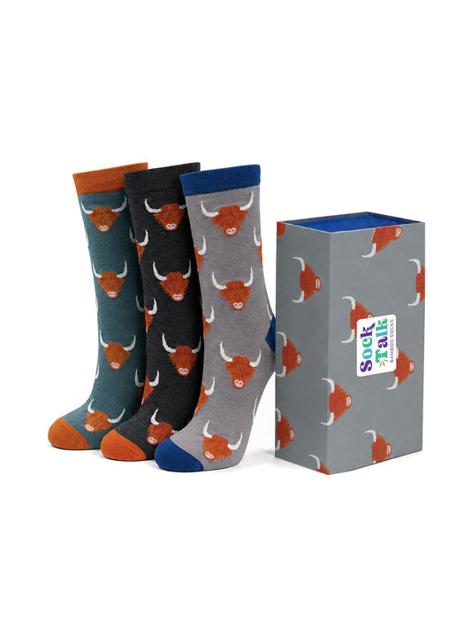 mens-socks-gift-box-blue-highland-cow