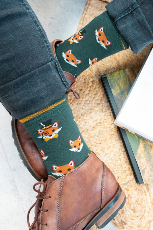 Men's Bamboo Socks - Forest Green/Black, Dapper Fox