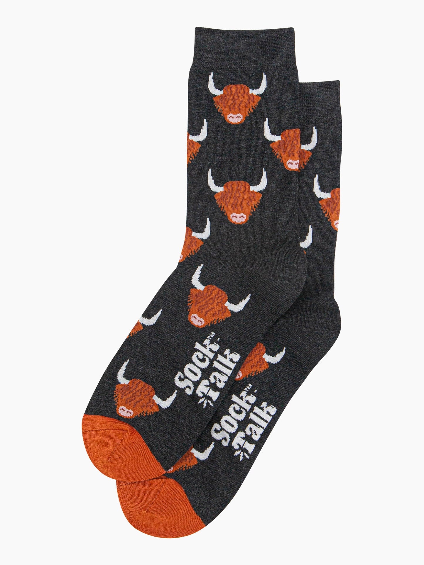 mens-bamboo-socks-black-highland-cow-laying-flat-cow-pattern