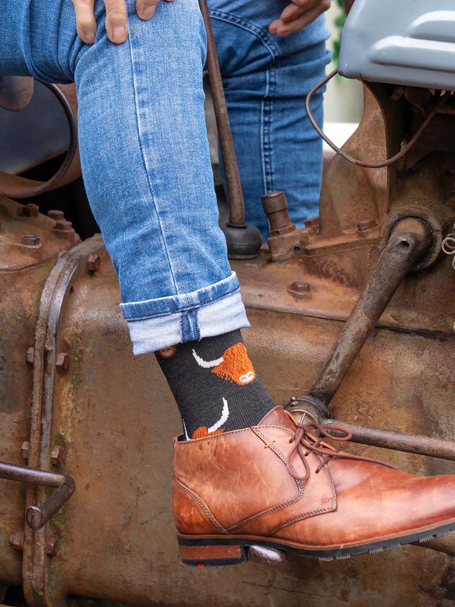 mens-bamboo-socks-black-highland-cow