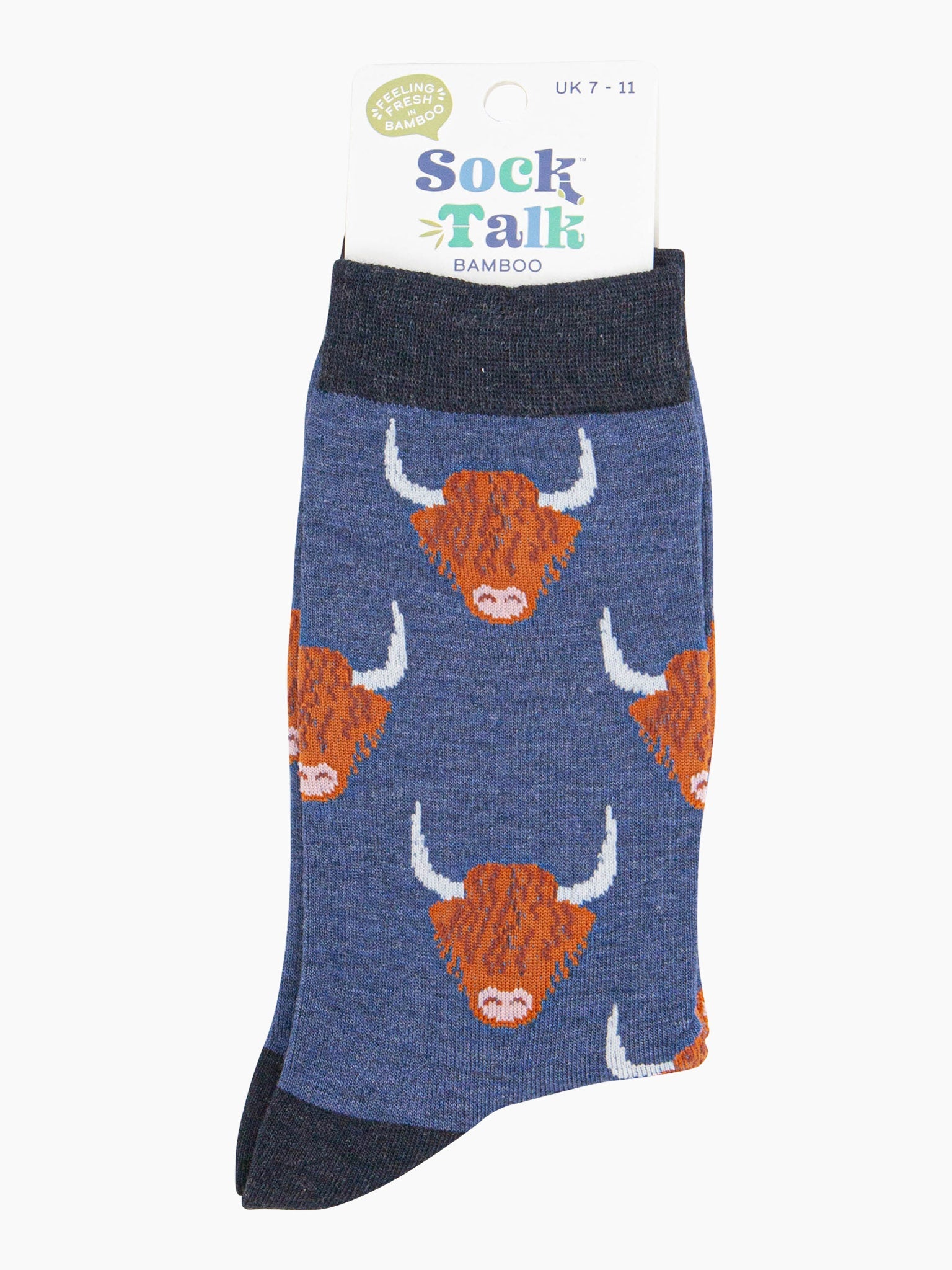 mens-bamboo-socks-denim-blue-highland-cow-in-sock-talk-packaging-uk-size-7-11