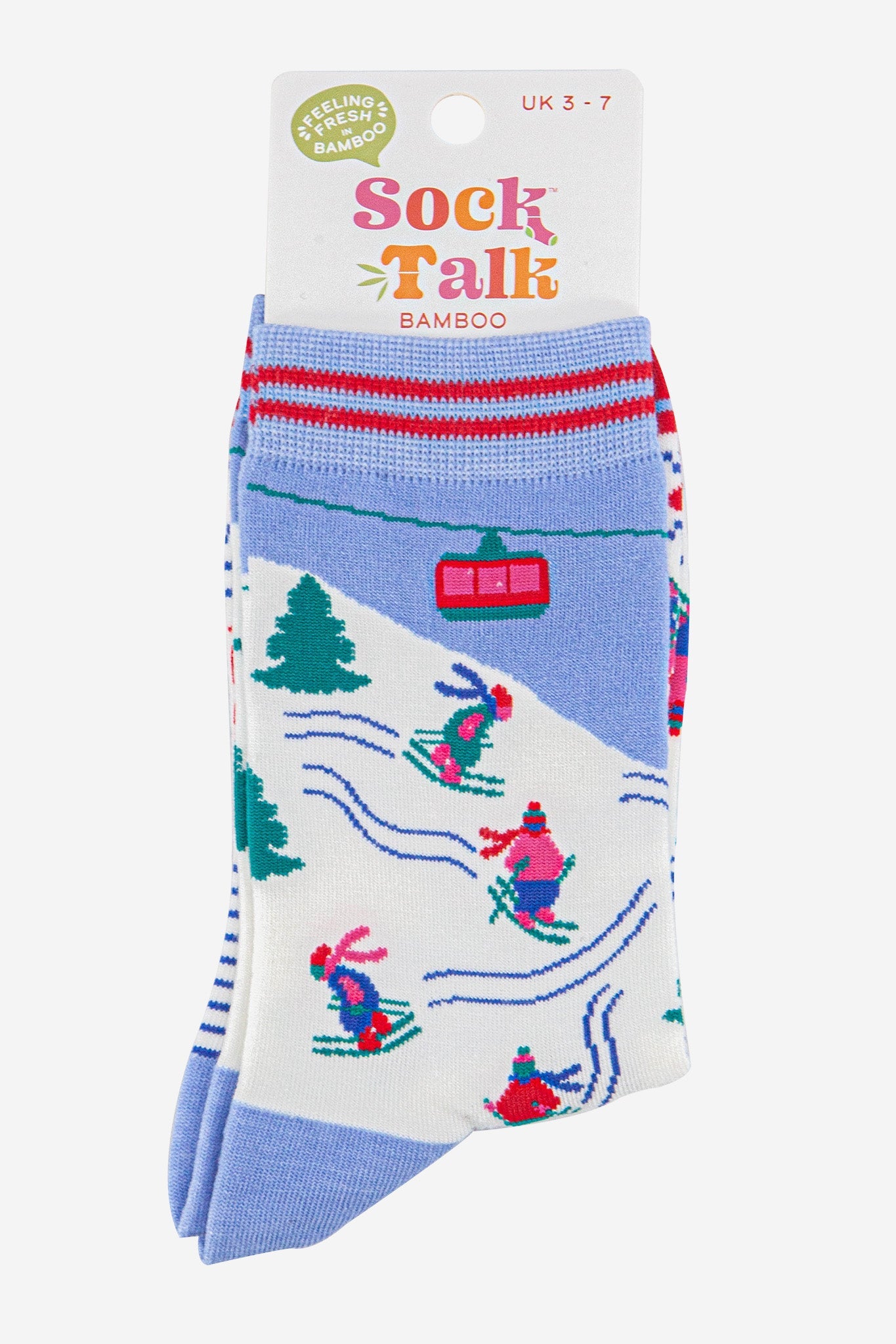 womens-bamboo-socks-sky-blue-red-mountain-ski-in-sock-talk-packaging