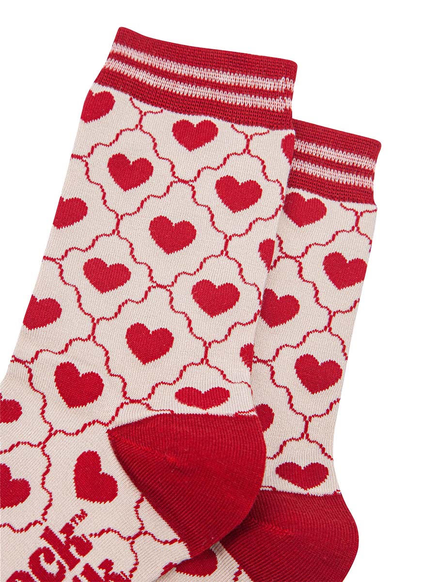 womens-bamboo-socks-cream-red-heart-ribbon-close-up
