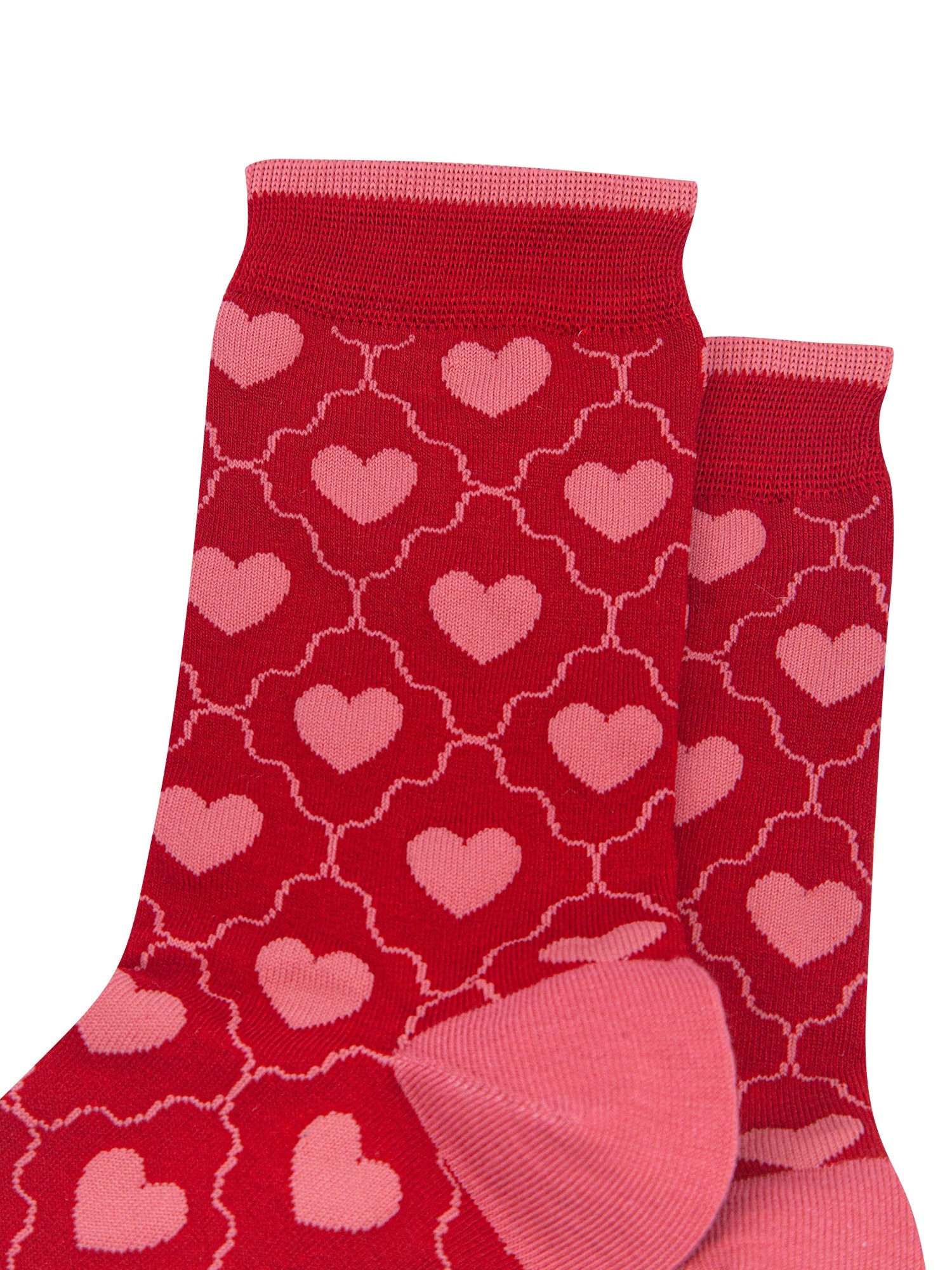 Heart-Women's-Bamboo-Socks-in-Red-Close-Up
