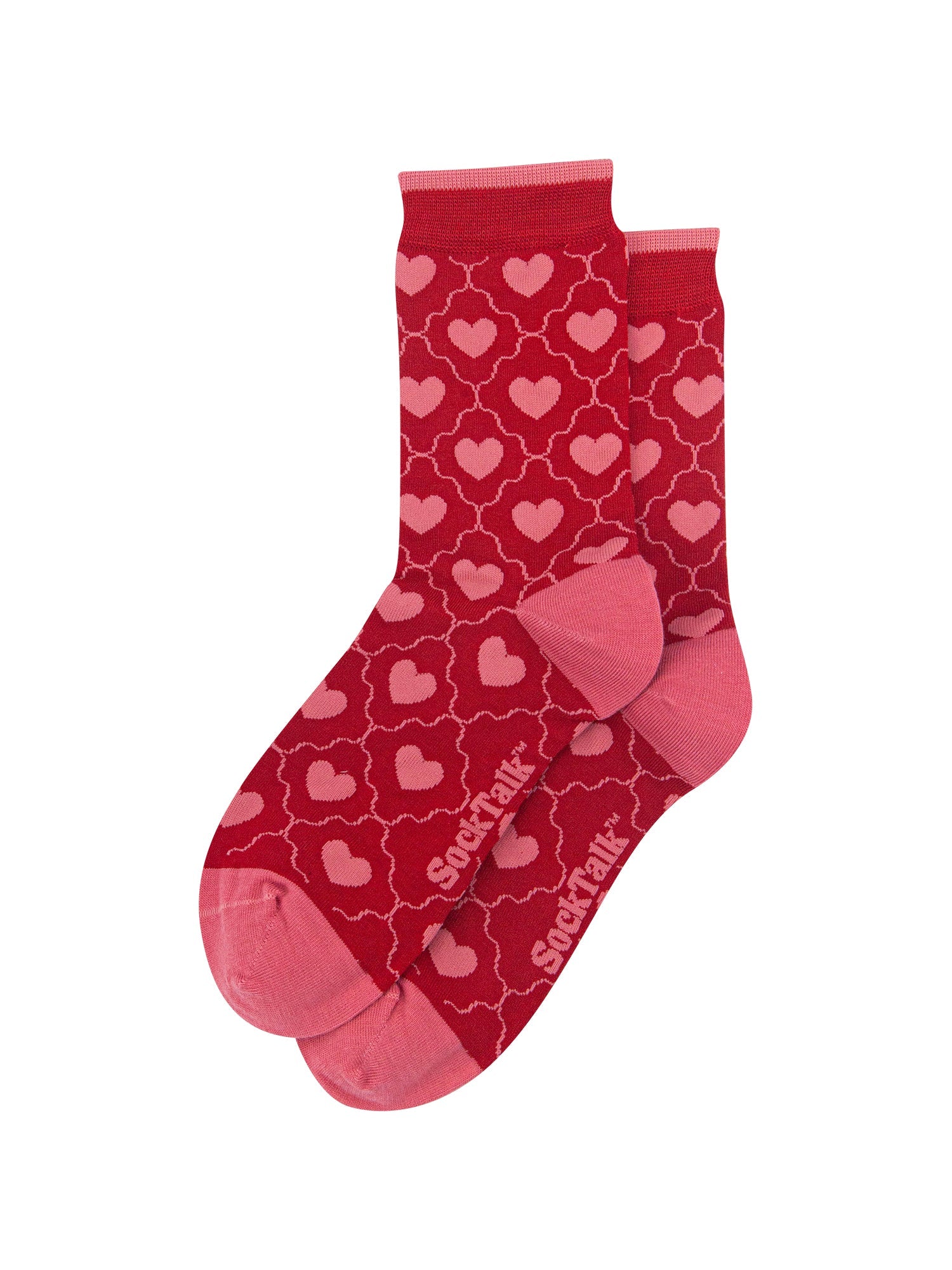 Heart-Women's-Bamboo-Socks-in-Red-Laid-Flat