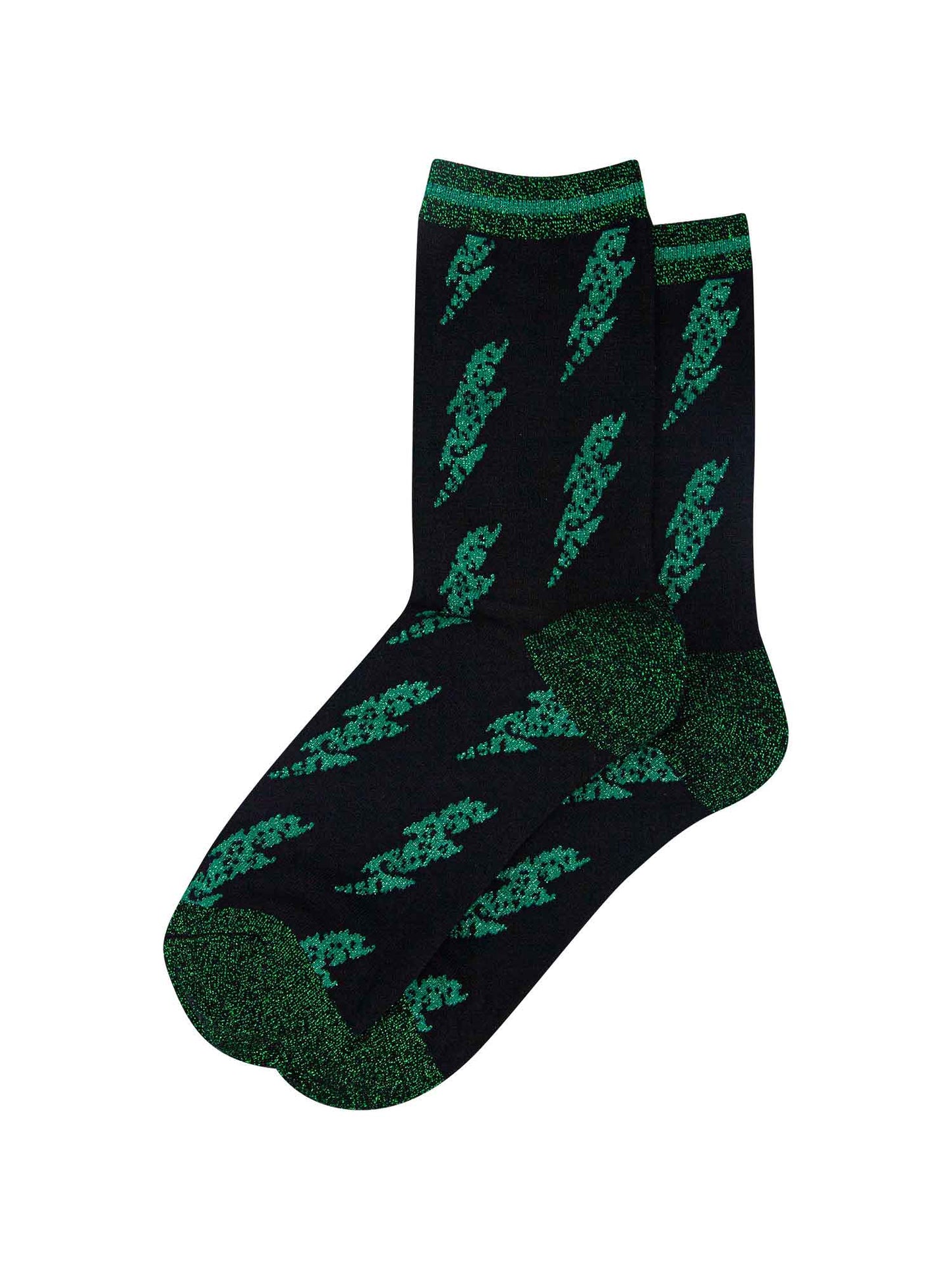 green thunder bolt print bamboo ankle socks