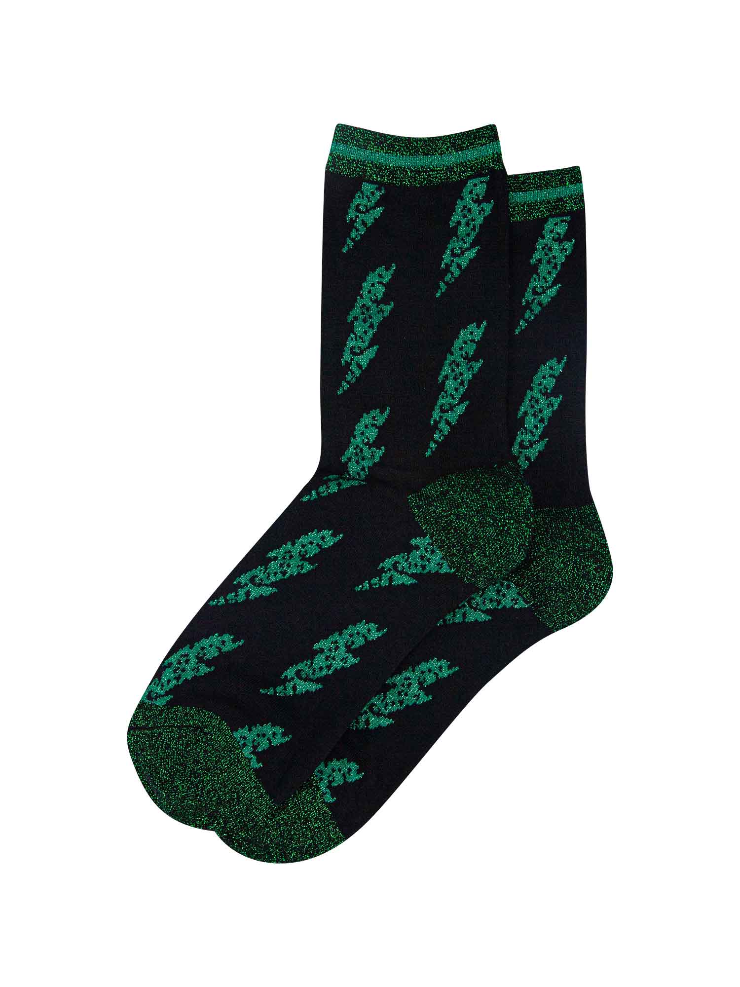 green thunder bolt print bamboo ankle socks