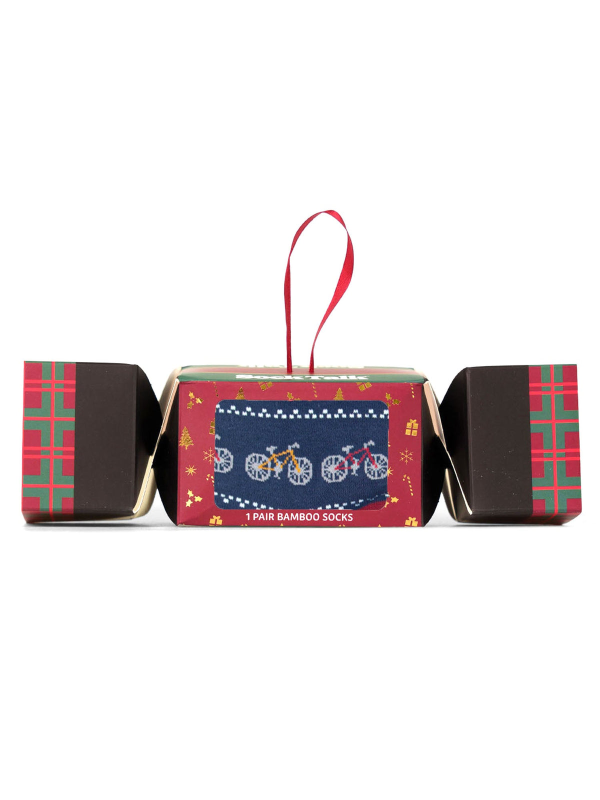 Bicycle-Fair-Isle-Bamboo-Crew-Socks-Christmas-Cracker-Gift-Box-in Navy-Blue