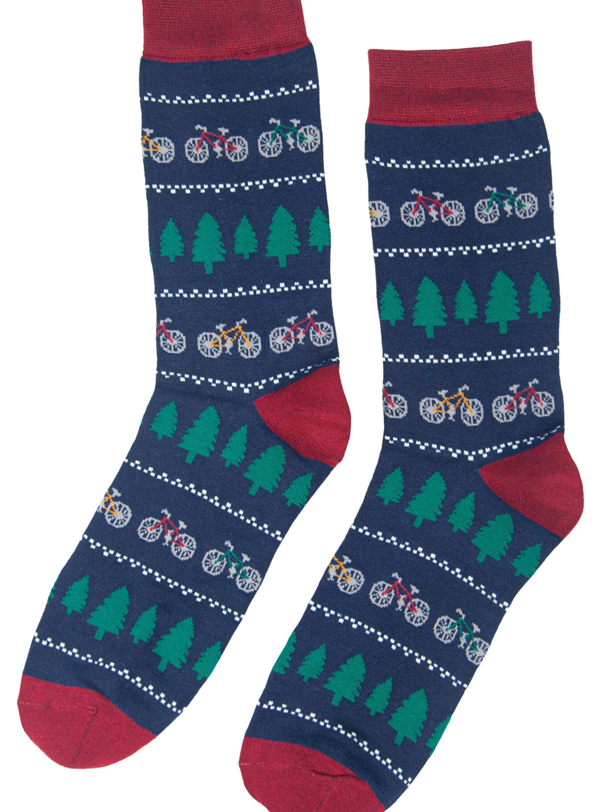 Bicycle-Fair-Isle-Bamboo-Crew-Socks-Christmas-Cracker-Gift-Box-in Navy-Blue