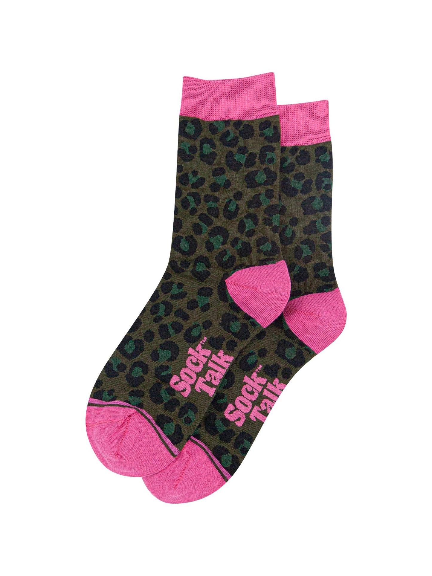 womens-bamboo-socks-khaki-hot-pink-leopard-laying-flat