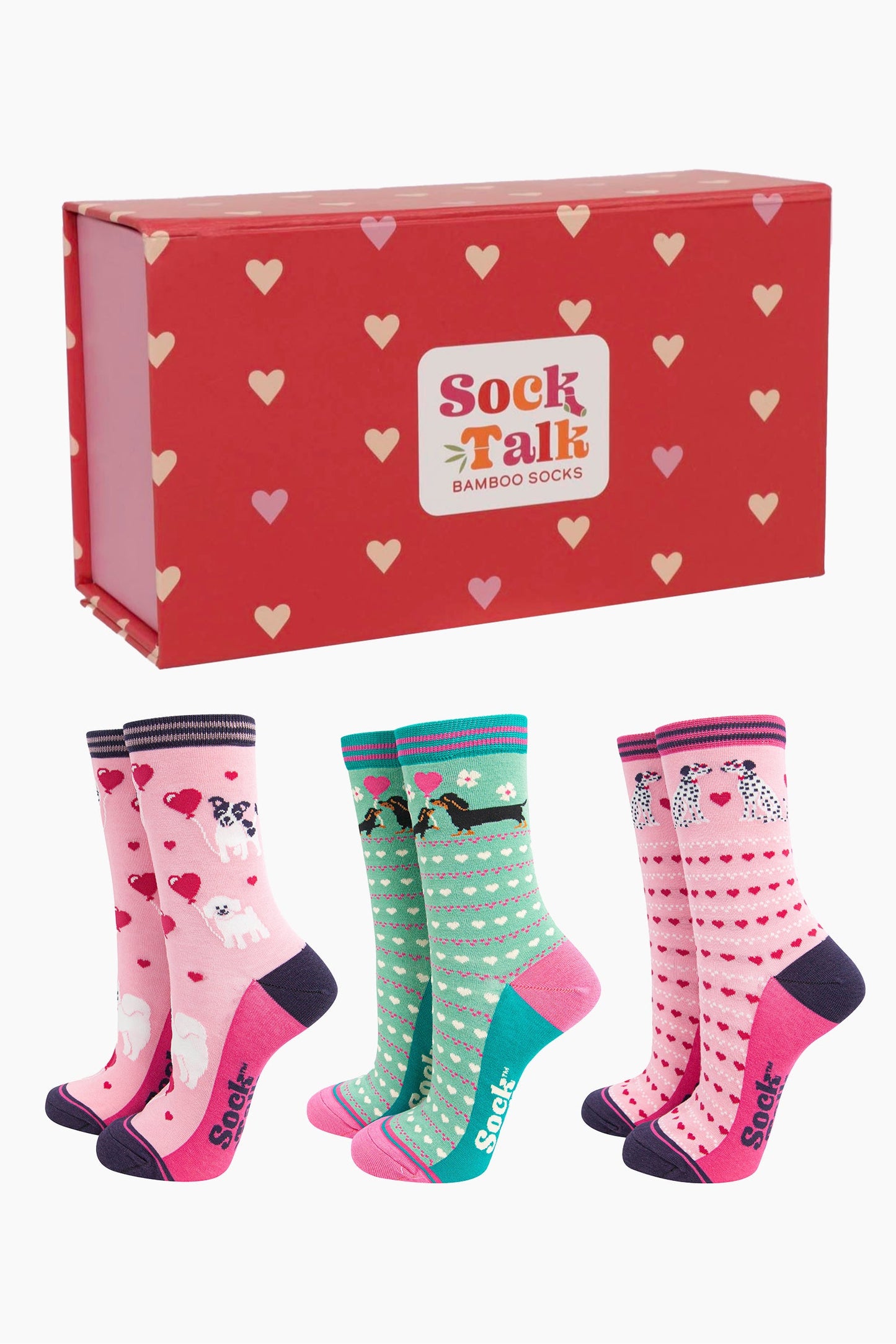 womens-bamboo-socks-gift-box-love-heart-dogs-three-pairs-ankle-socks-and-packaging