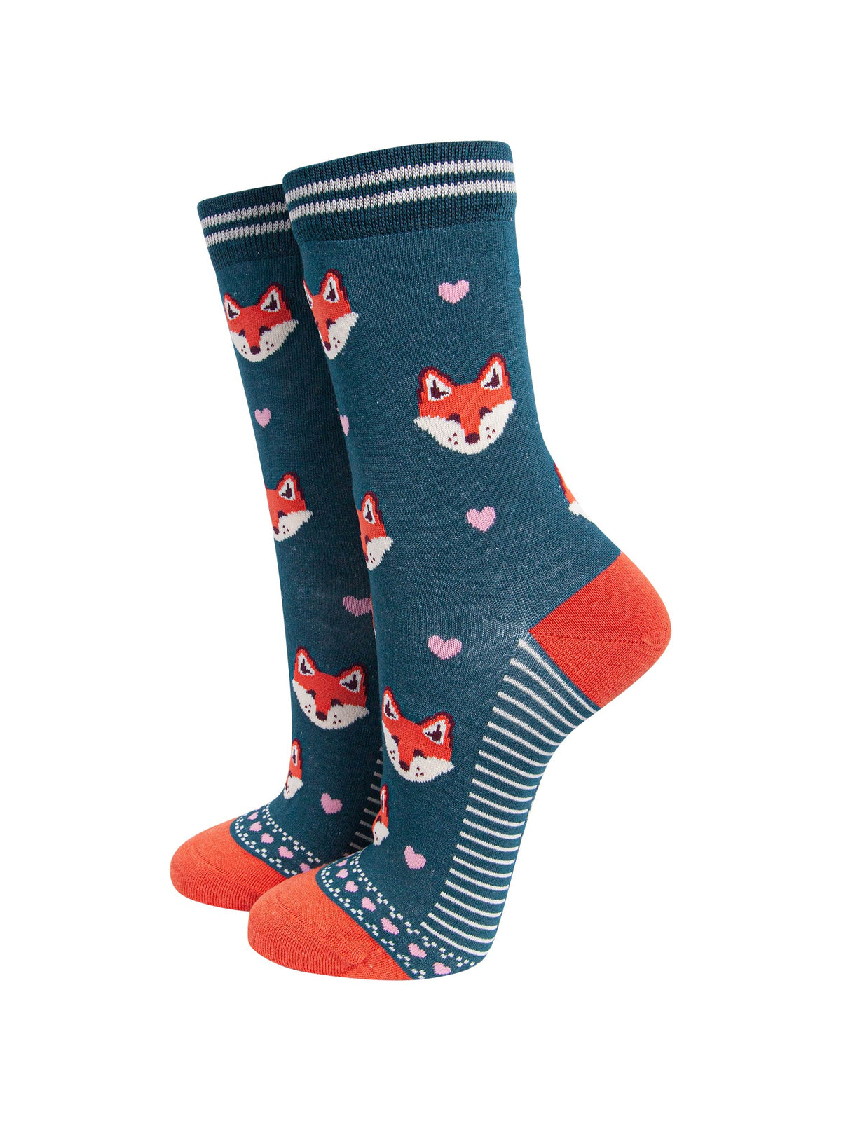 Fox-Women's-Bamboo-Socks-in-Forest-Green-On-Mannequin