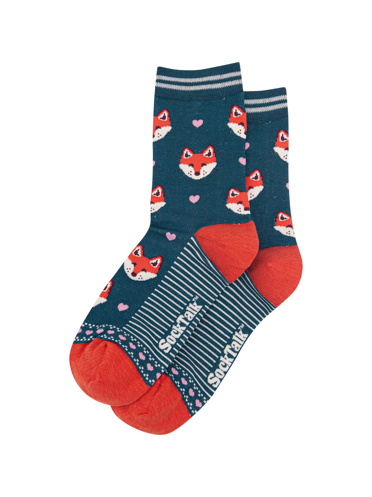 Fox-Women's-Bamboo-Socks-in-Forest-Green-Laid-Flat