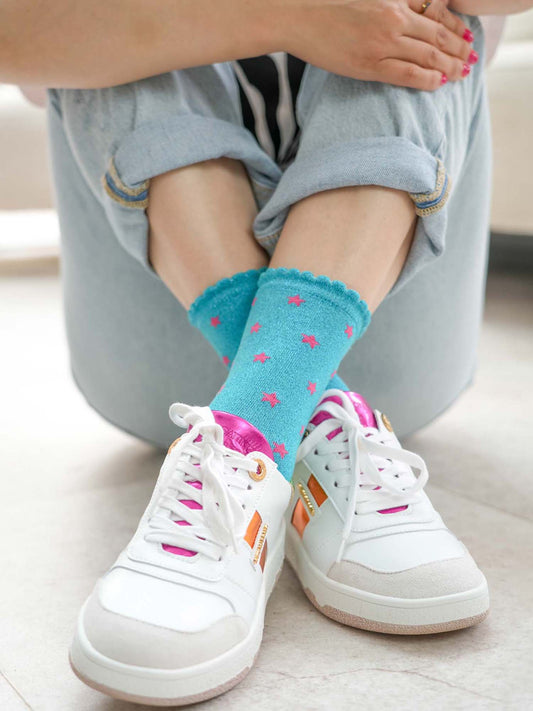 cotton-blend-glitter-socks-with-star-detail-in-aqua-styled-with-multi-colour-trainers