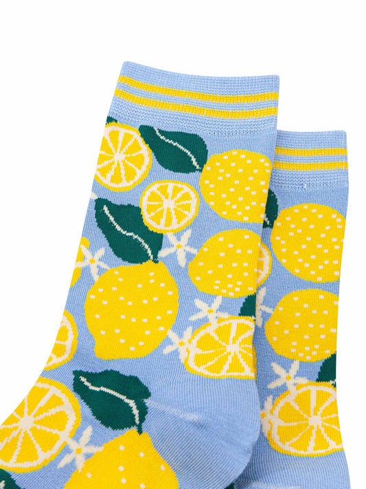 womens-bamboo-socks-blue-lemon-tree-close-up-fruit-slices-leaves-blossom-flowers