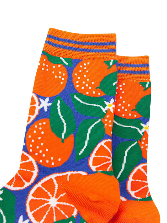 womens-bamboo-socks-blue-orange-tree-close-up-fruit-slices-blossom-leaves-oranges-growing