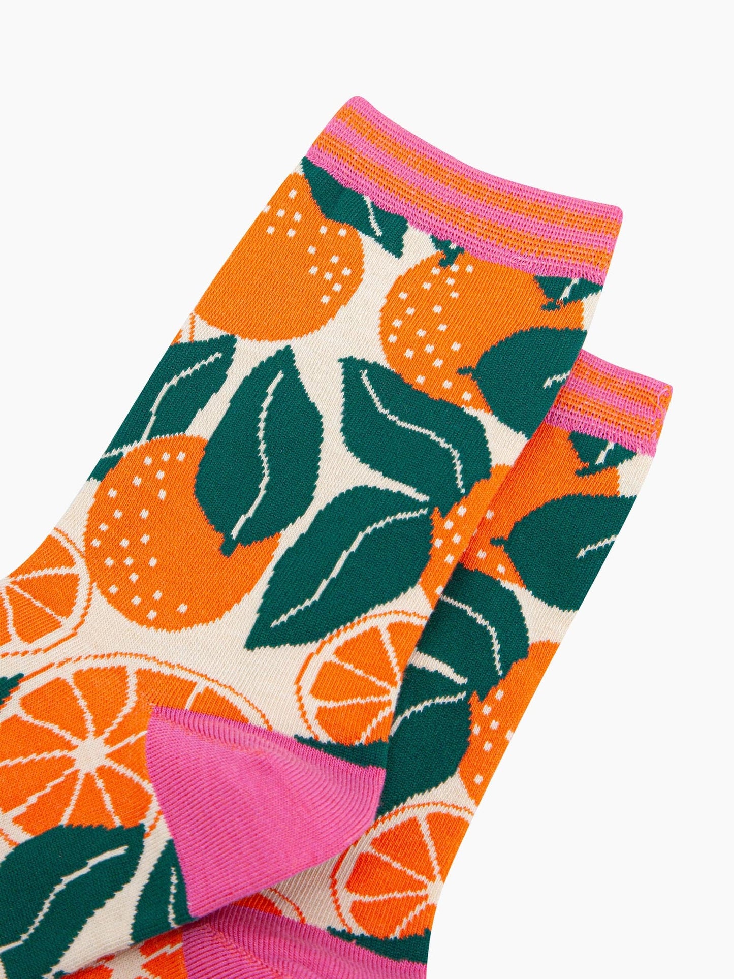 womens-bamboo-socks-cream-orange-tree-close-up