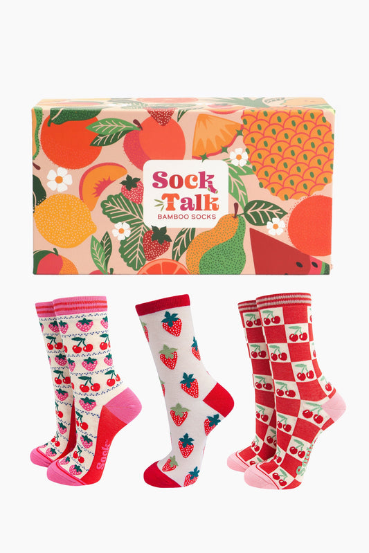 womens-bamboo-socks-gift-box-strawberries-cherries-three-pairs-fruit-designs