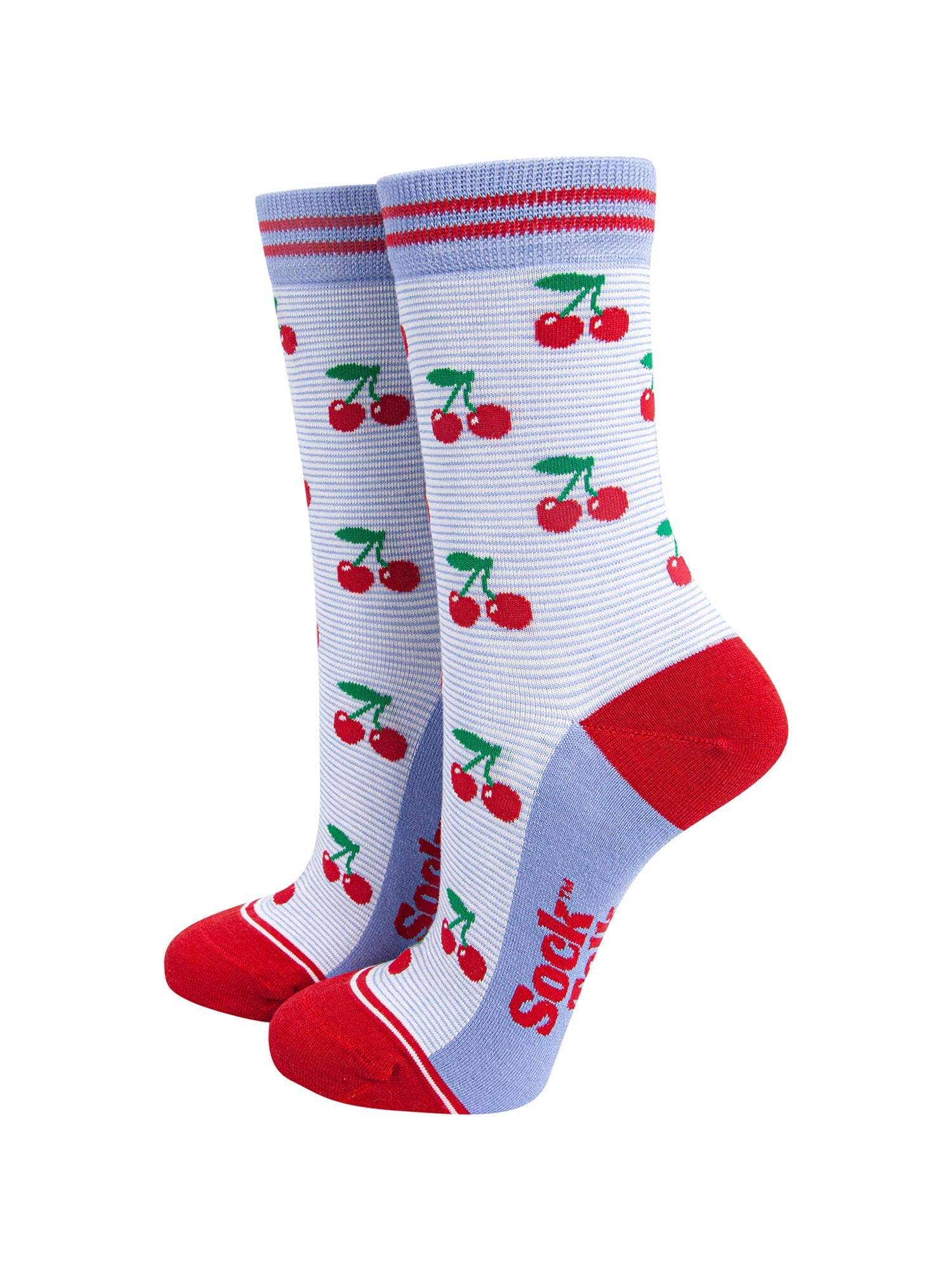 Cherry-Striped-Bamboo-Socks-in-Blue-Mannequin