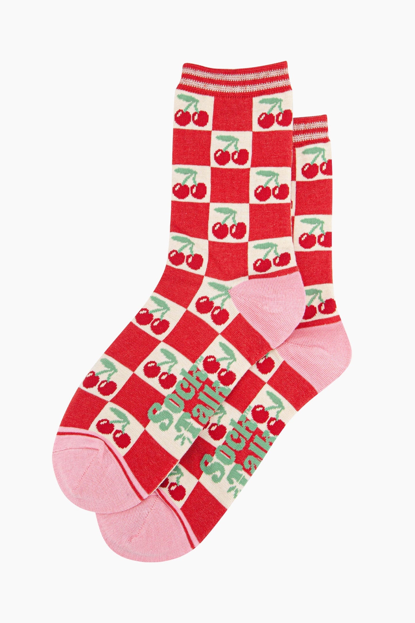 Cherry Checkerboard Bamboo Socks in a Christmas Cracker Gift Box