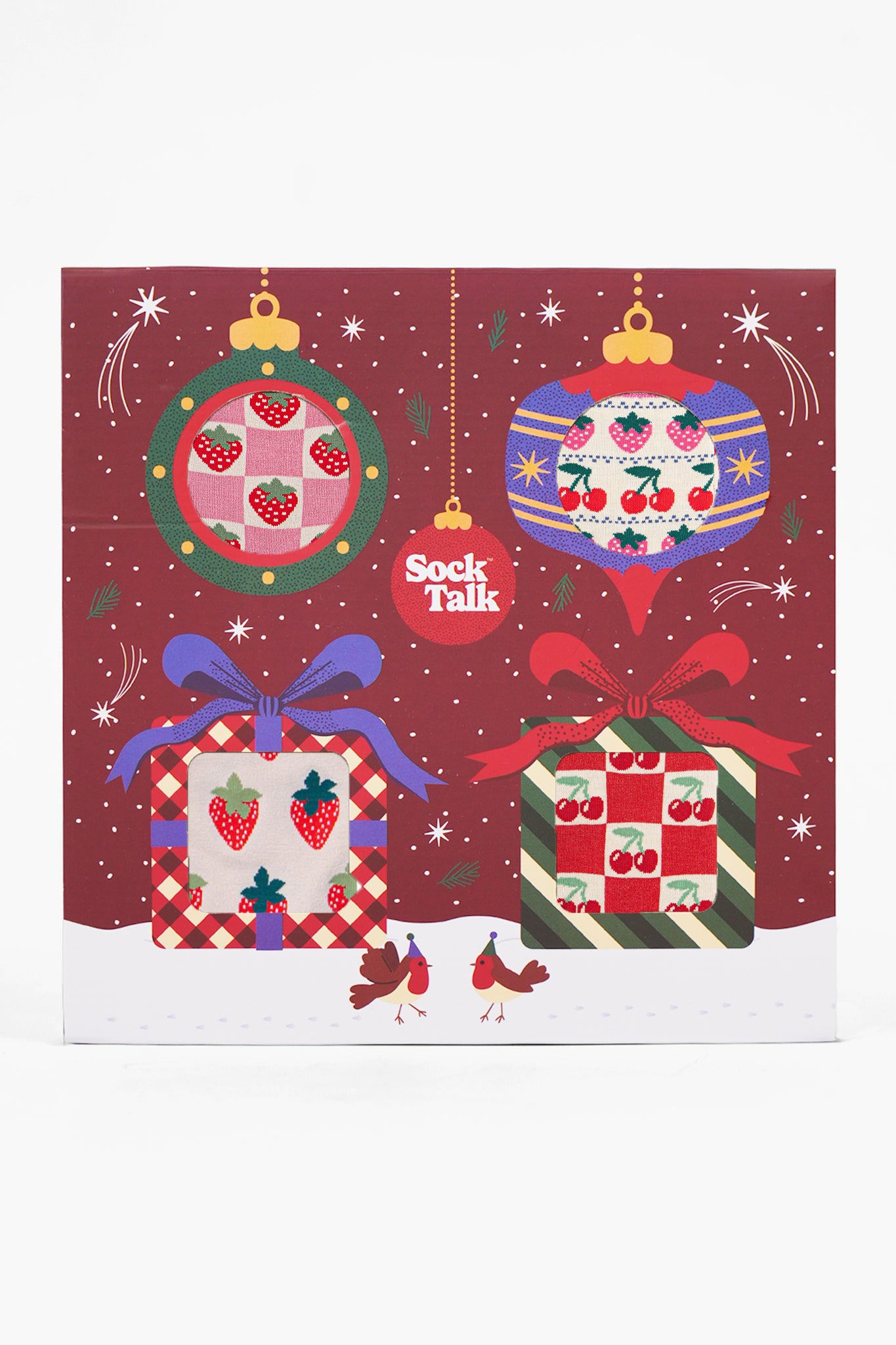 Women's Bamboo Ankle Socks Festive Gift Set - Pink/Red, Fruits