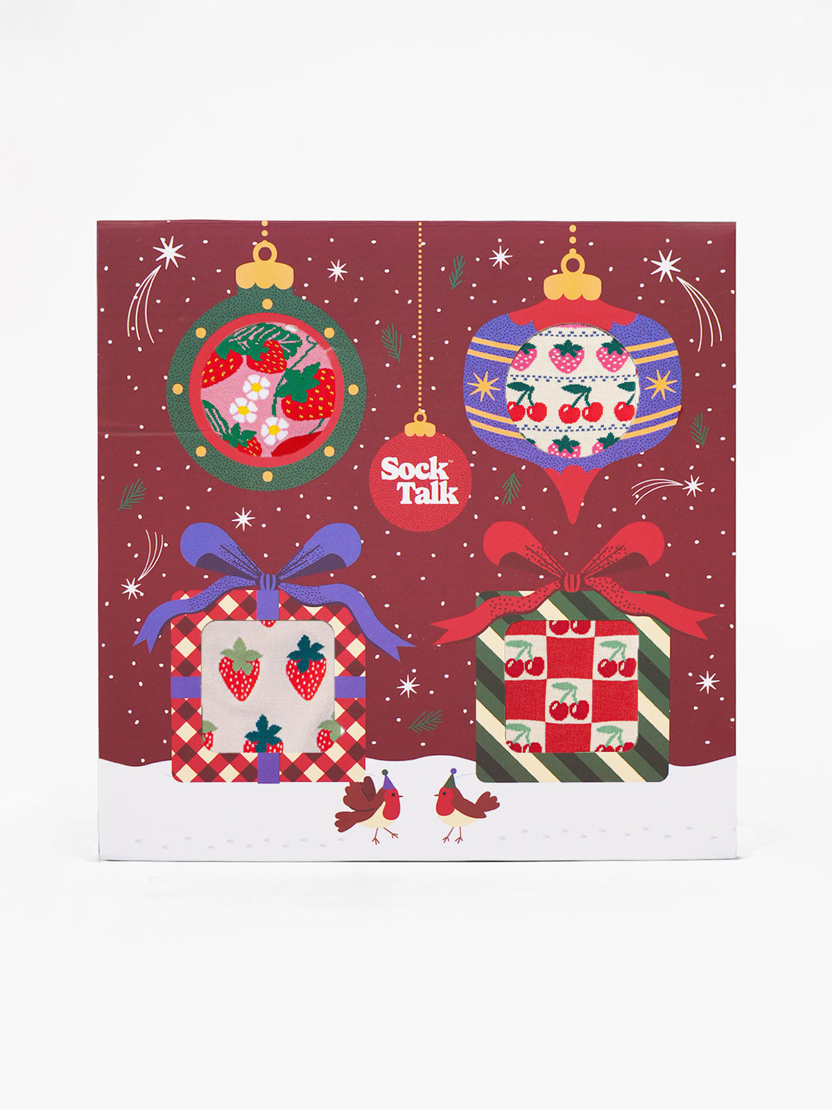 Women's Bamboo Socks Festive Gift Set - Pink/Red, Fruits