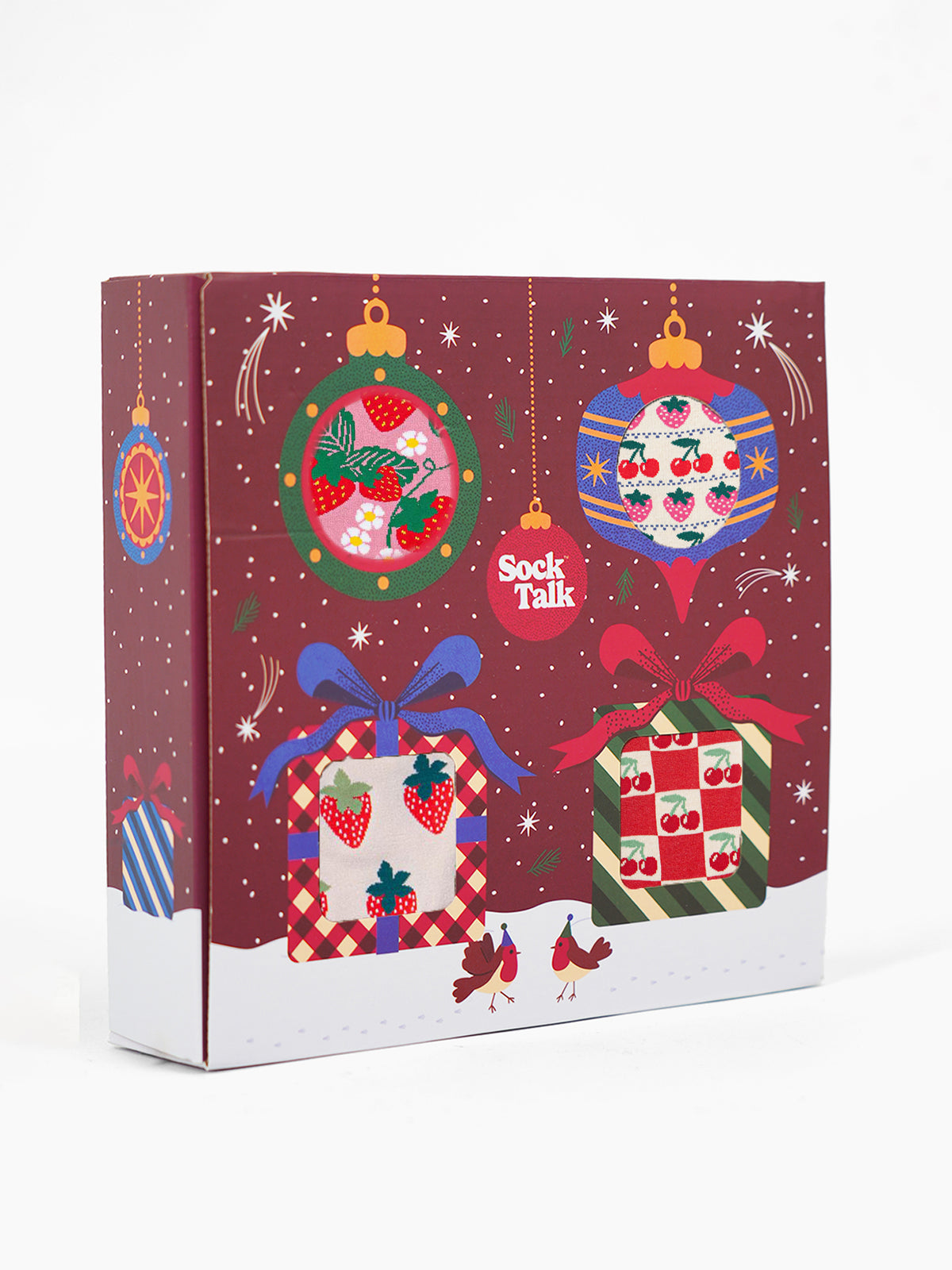 Women's Bamboo Socks Festive Gift Set - Pink/Red, Fruits