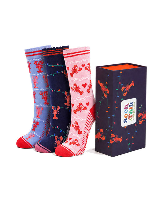 womens-socks-gift-box-blue-lobsters
