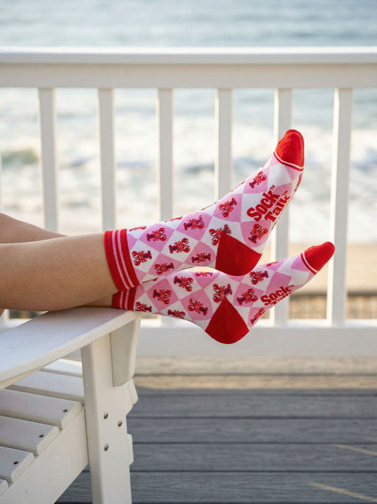 Lobster-Checkerboard-Bamboo-Socks-in-Pink