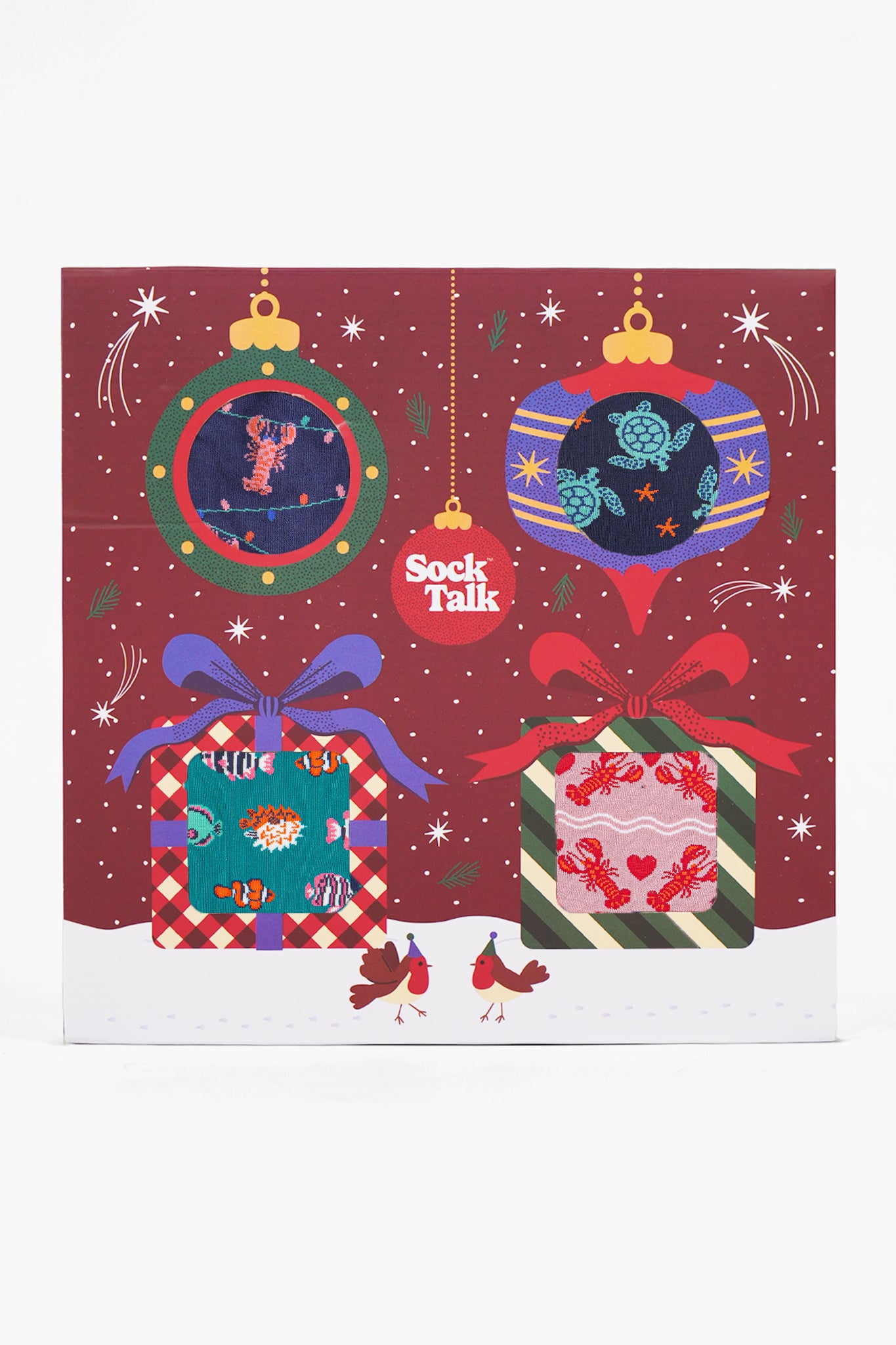 Women's Bamboo Socks Festive Gift Set - Navy Blue/Pink, Sealife