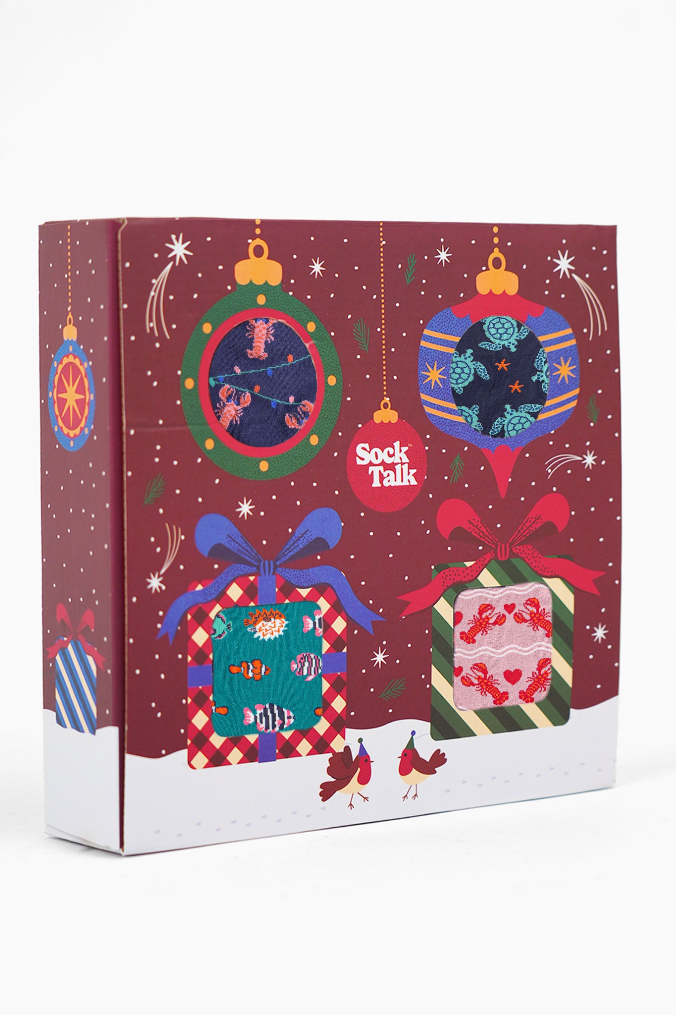 Women's Bamboo Socks Festive Gift Set - Navy Blue/Pink, Sealife