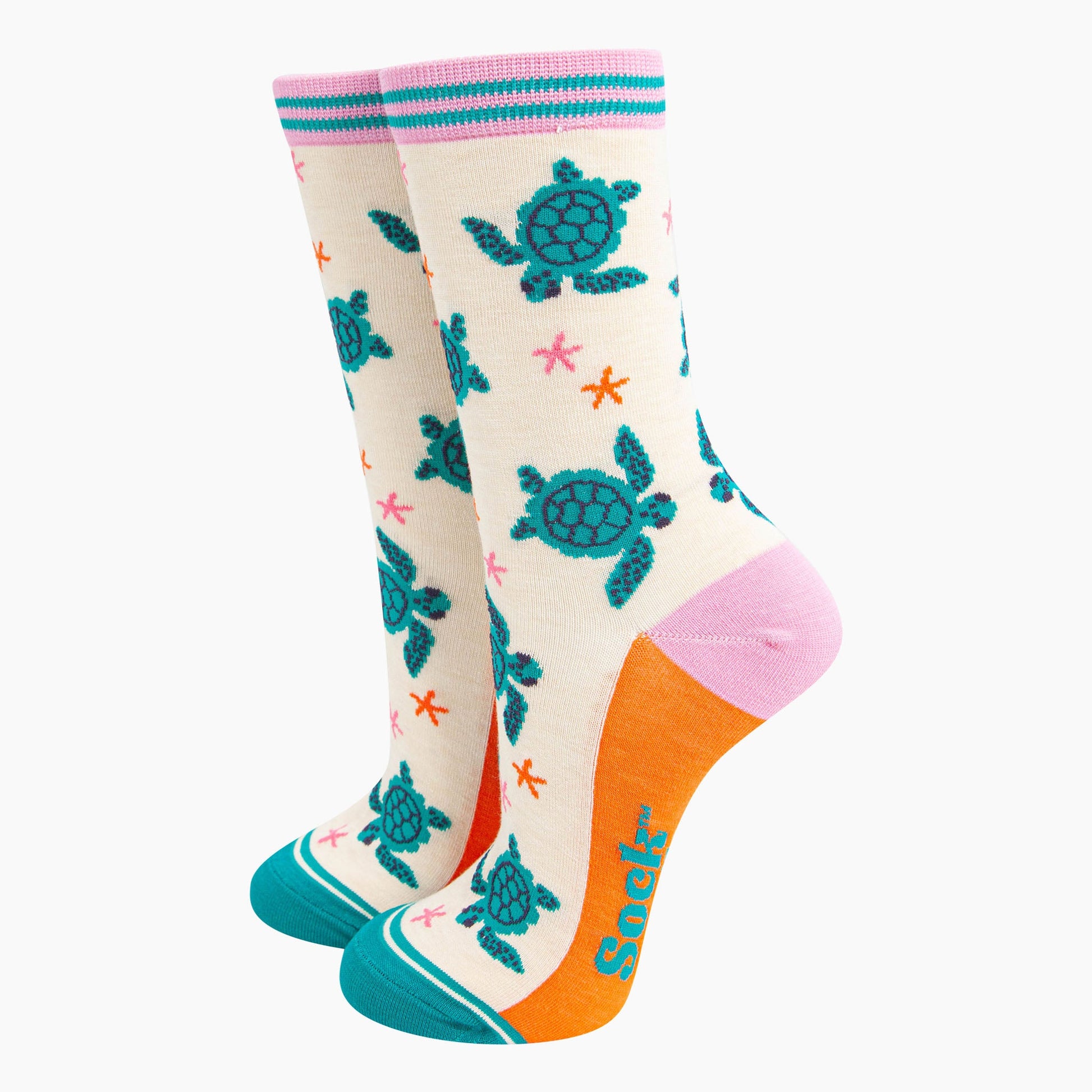 womens-socks-gift-box-blue-sealife-bamboo-turtles-cream