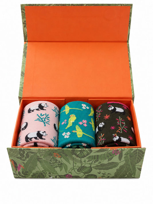 Panda Parakeet Bamboo Socks Gift Set